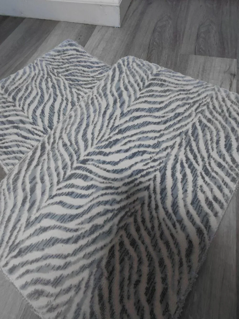 Zebra Stripe Animal Print Machine Washable Grey & Ivory Area Rug Set of 2